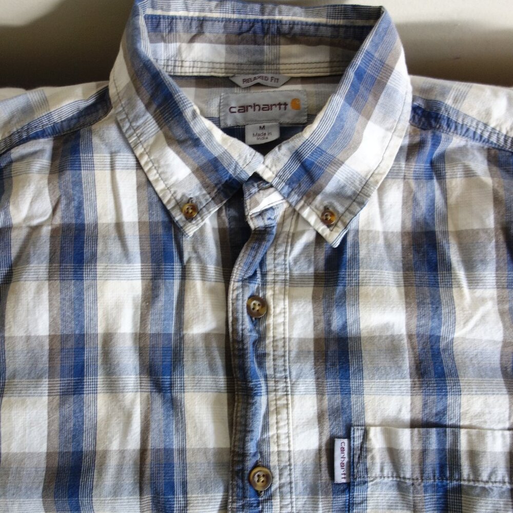 CARHARTT Relaxed Fit Plaid Short Sleeve Button Shirt – Men’s Med